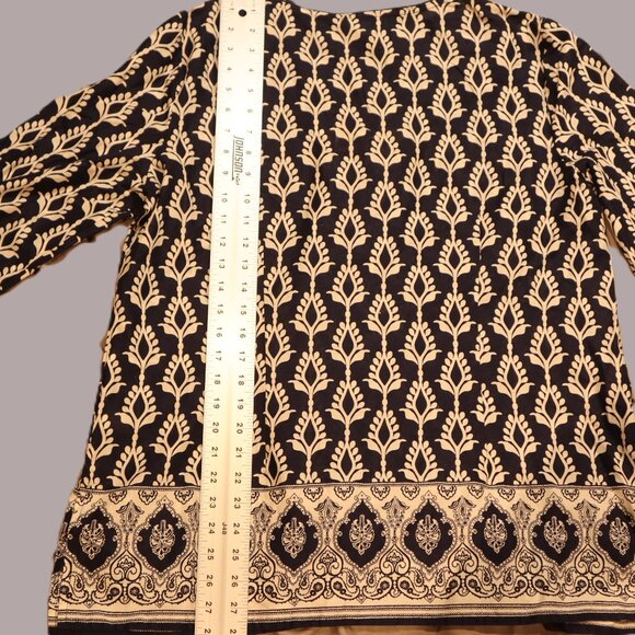 Charter Club Sheer Boho Tunic Top – Navy/Tan – Gold Clasp – Size XL - Picture 4 of 9